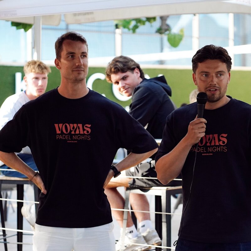 The hosts opening the tournament night with a microphone